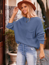 6 Colors Winter New Bat Sleeve Turtleneck Jumper Tops Solid Color Pocket Pullover Sweater